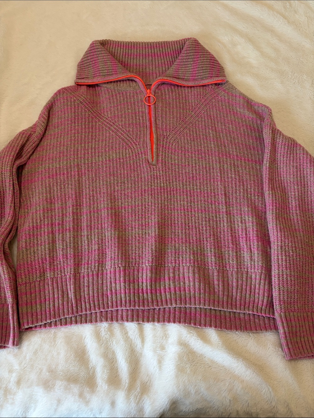 Pink 1/4 zip pink sweater